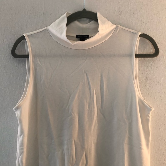 Ann Taylor Shell Cream Mock Turtleneck Sleeveless Top Sz M BNWT Off White Tank - Picture 2 of 12